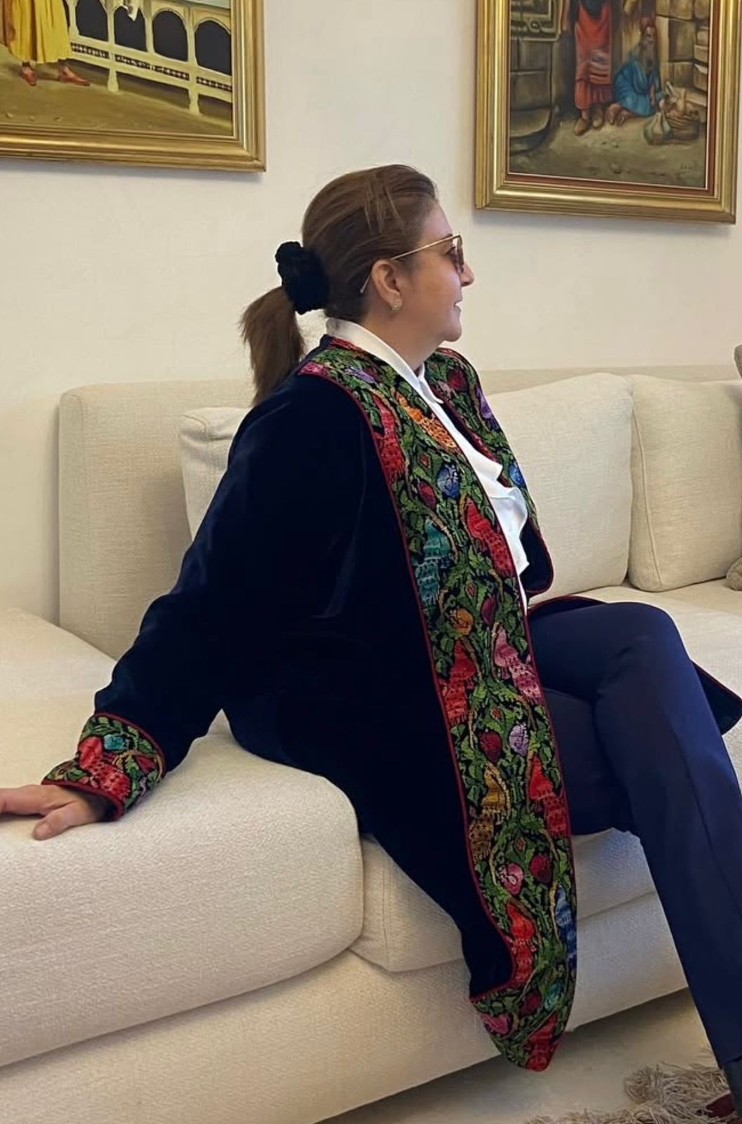 Vintage Palestinian embroidery velvet jacket - Image 1