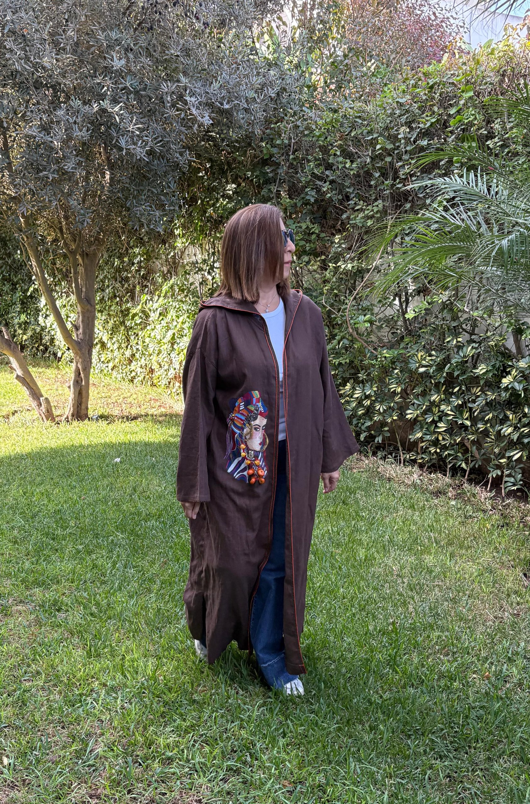 Hand-painted linen abaya - Image 1