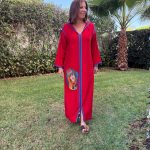 Moroccan jellaba adorned with hand-painted artistry