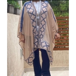 Crêpe Georgette cape adorned with palestinian embroidery